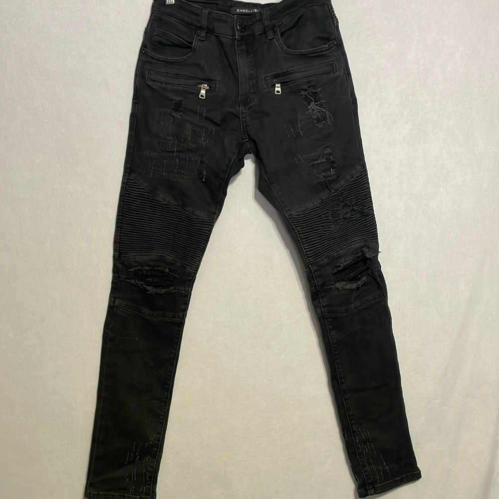 Embellish Black Biker Jeans